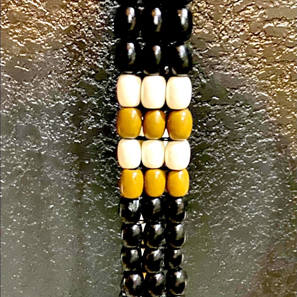 Maje Wooden Bead Black Tan & White Heart Bag NWT - Picture 6 of 16